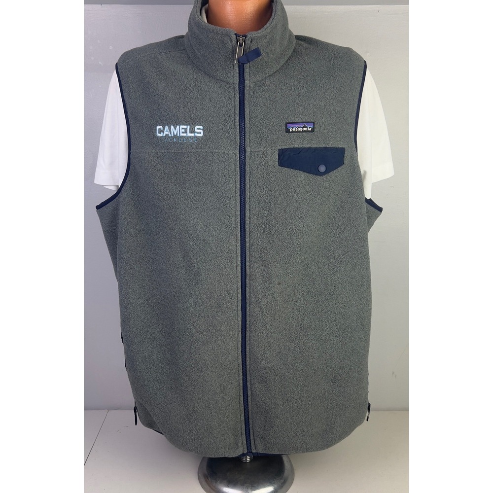 Patagonia Synchilla Fleece Vest Mens XXL Gray Good Camels Lacrosse Full Zip